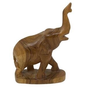 Vintage 1986 Solid Wood Hand Carved ELEPHANT Nassau Bahamas